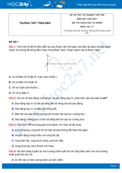 Bộ 5 đề thi thử THTP QG môn Vật Lý năm 2021 Trường THPT Trấn Biên có đáp án