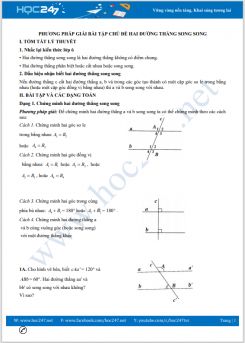 Phương pháp giải bài tập chủ đề Hai đường thẳng song song Toán 7