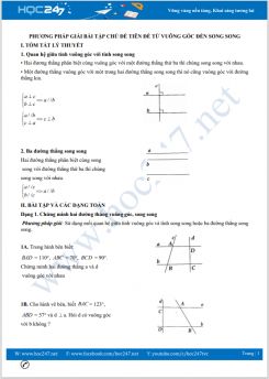 Phương pháp giải bài tập chủ đề Từ vuông góc đến song song Toán 7