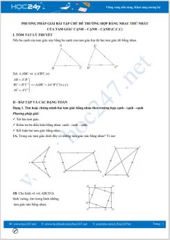 Phương pháp giải bài tập chủ đề Trường hợp bằng nhau thứ nhất của tam giác cạnh-cạnh-cạnh Toán 7