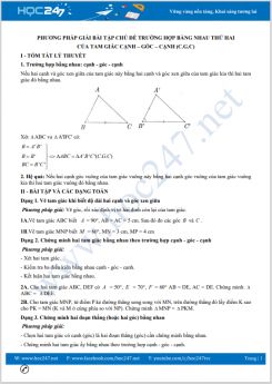 Phương pháp giải bài tập chủ đề Trường hợp bằng nhau thứ hai của tam giác cạnh-góc-cạnh Toán 7