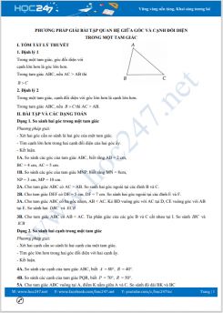 Phương pháp giải bài tập chủ đề Quan hệ giữa góc và cạnh đối diện trong một tam giác Toán 7