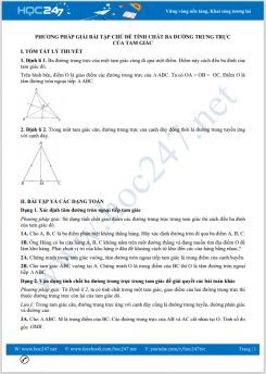 Phương pháp giải bài tập chủ đề Tính chất ba đường trung trực của tam giác Toán 7
