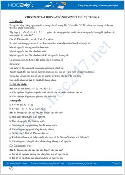 Chuyên đề tập hợp các số nguyên và thứ tự trong Z Toán 6