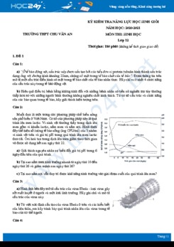 Bộ đề thi HSG môn Sinh học 12 năm 2021 - Trường THPT Chu Văn An có đáp án