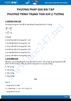 Phương pháp giải dạng bài tập về Phương trình trạng thái khí lí tưởng