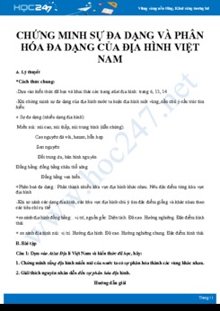 Phương pháp giải Câu hỏi chứng minh sự đa dạng và phân hóa của địa hình nước ta Địa lí 12