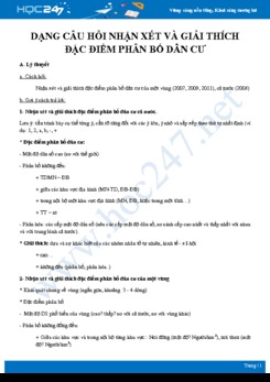 Phương pháp giải dạng Câu hỏi nhận xét và giải thích Đặc điểm phân bố dân cư Địa lí 12