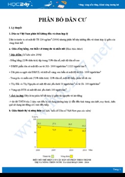 Kiến thức trọng tâm và bài tập ôn Phân bố dân cư Địa lí 12