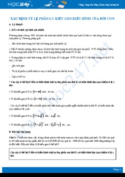 Phương pháp giải các dạng toán Xác định tỷ lệ phân ly kiểu gen kiểu hình của đời con Sinh học 12