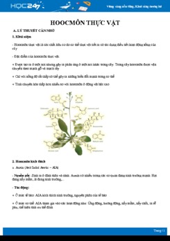 Lý thuyết và bài tập củng cố Hoocmon thực vật Sinh học 11