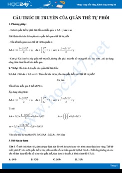 Luyện tập dạng toán Cấu trúc di truyền của quần thể tự phối Sinh học 12