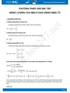 Phương pháp giải bài tập Năng lượng của mạch Dao động điện từ môn Vật Lý 12