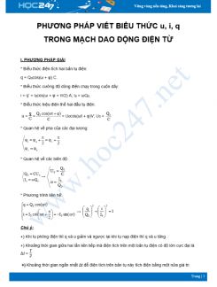 Phương pháp giải bài tập Viết biểu thức u, i, q trong Dao động điện từ môn Vật Lý 12