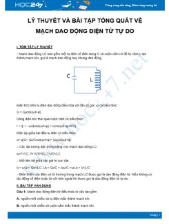 Tổng ôn về chủ đề Mạch dao động điện từ tự do môn Vật Lý 12 năm 2021