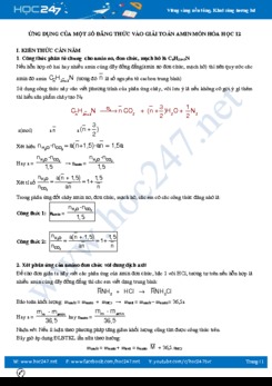 Ứng dụng của một số đẳng thức vào giải toán Amin môn Hóa học 12