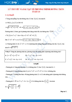 Lý thuyết và bài tập về Phương trình đường tròn Toán 10