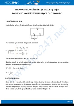 Phương pháp giải bài tập Ngắt tụ điện đang mắc nối tiếp trong mạch dao động LC