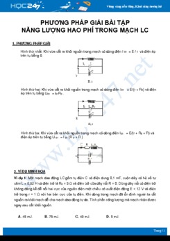 Phương pháp giải bài tập về Năng lượng hao phí trong mạch LC môn Vật Lý 12 năm 2021