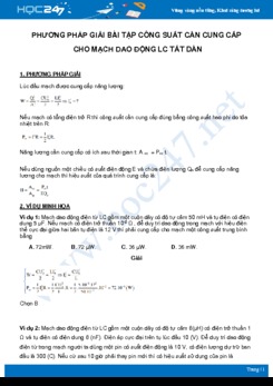 Phương pháp giải bài tập về Công suất cần cung cấp cho mạch dao động LC tắt dần môn Vật Lý 12