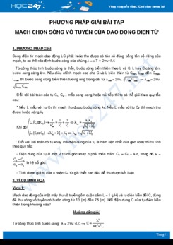 Phương pháp giải bài tập Mạch chọn sóng vô tuyến của Dao động điện từ môn Vật Lý 12