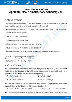 Tổng ôn về chủ đề Mạch thu sóng trong dao động điện từ môn Vật Lý 12 năm 2021