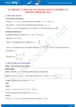 Lý thuyết và bài tập về Căn bậc hai của số phức và phương trình bậc hai Toán 12