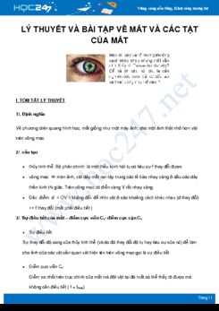 Lý thuyết và bài tập về Mắt - Các tật của mắt môn Vật Lý 11 năm 2021