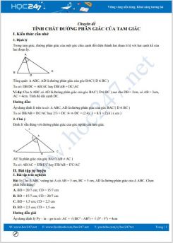 Chuyên đề Tính chất đường phân giác của tam giác Toán 8