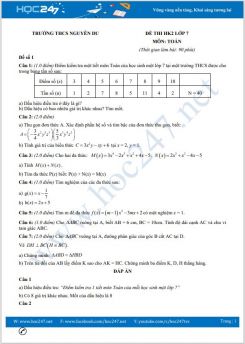 Bộ 5 đề thi HK2 môn Toán lớp 7 có đáp án Trường THCS Nguyễn Du