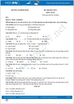 Bộ 5 đề thi HK2 môn Toán lớp 5 có đáp án Trường TH Bình Minh