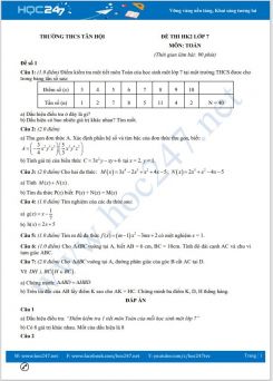 Bộ 5 đề thi HK2 môn Toán lớp 7 có đáp án Trường THCS Tân Hội