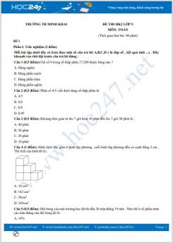 Bộ 5 đề thi HK2 môn Toán lớp 5 có đáp án Trường TH Minh Khai