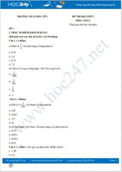 Bộ 5 đề thi HK2 môn Toán lớp 5 có đáp án Trường TH Lương Yên