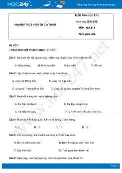 Bộ 5 đề thi HK2 môn Địa Lý 8 năm 2021 có đáp án Trường THCS Nguyễn Gia Thiều