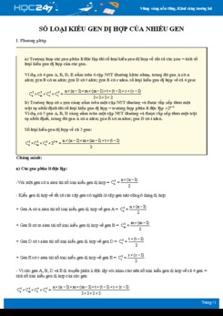 Phương pháp giải dạng Số loại kiểu gen dị hợp của nhiều gen trong quần thể Sinh học 12