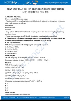 Phản ứng trao đổi ion trong dung dịch chất điện li môn Hóa học 11 năm 2021