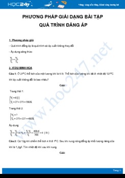 Phương pháp giải dạng bài tập khối khí lí tưởng được nung nóng đẳng áp môn Vật Lý 10