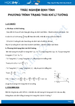 Bài tập Trắc nghiệm định tính về Phương trình trạng thái khí lí tưởng môn Vật Lý 10