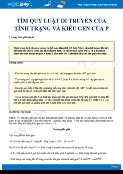 Tổng ôn Dạng bài Tìm quy luật di truyền của tính trạng và kiểu gen của P khi liên kết giới tính Sinh 12