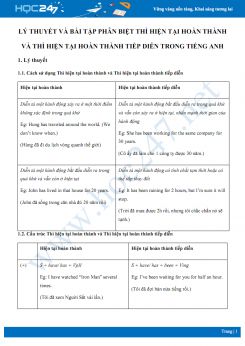 Lý thuyết và bài tập phân biệt thì hiện tại hoàn thành và thì hiện tại hoàn thành tiếp diễn