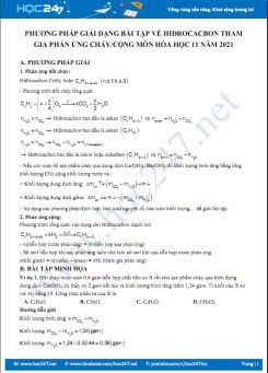 Phương pháp giải dạng bài tập về hiđrocacbon tham gia phản ứng cháy, cộng môn Hóa học 11 năm 2021