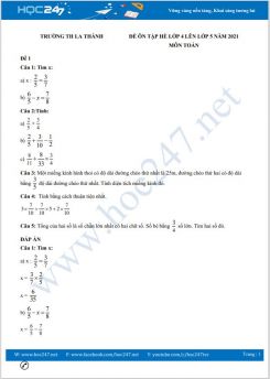 Bộ 4 đề ôn tập hè lớp 4 lên lớp 5 môn Toán có đáp án năm 2021 Trường TH Lý Thường Kiệt