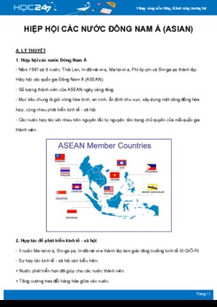 Chuyên đề Hiệp hội các nước Đông Nam Á (ASIAN) môn Địa Lý 8 năm 2021