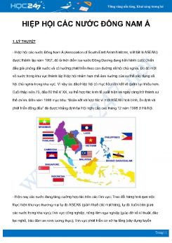 Chuyên đề Hiệp hội các nước Đông Nam Á môn Địa Lý 8 năm 2021