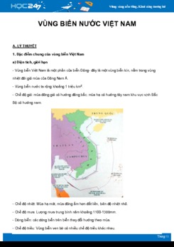 Chuyên đề Vùng biển nước Việt Nam môn Địa Lý 8 năm 2021