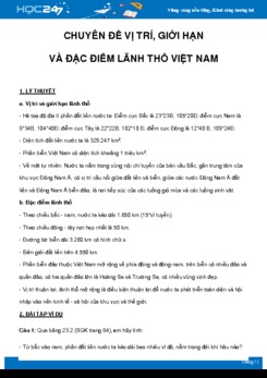 Chuyên đề Vị trí, giới hạn và đặc điểm lãnh thổ Việt Nam môn Địa Lý 8 năm 2021