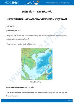 Chuyên đề Diện tích – Khí hậu và Hiện tượng hải văn của vùng biển Việt Nam môn Địa Lý 8 năm 2021