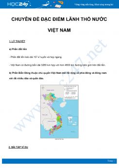 Chuyên đề Đặc điểm lãnh thổ nước Việt Nam môn Địa Lý 8 năm 2021