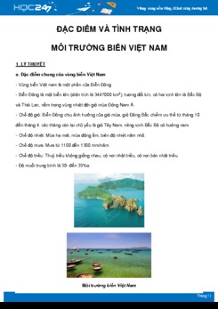 Chuyên đề Đặc điểm và tình trạng môi trường biển Việt Nam môn Địa Lý 8 năm 2021